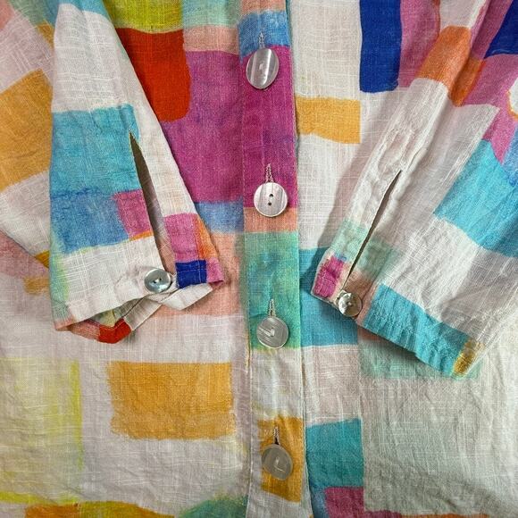 Parsley & Sage Multicolor Abstract Print Button Down Shirt 100% Cotton Small - Picture 8 of 9